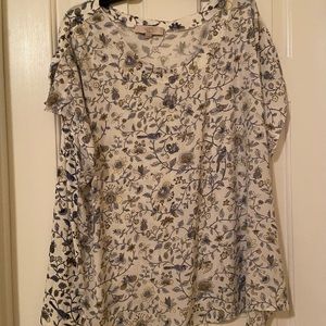 Loft floral blouse white background